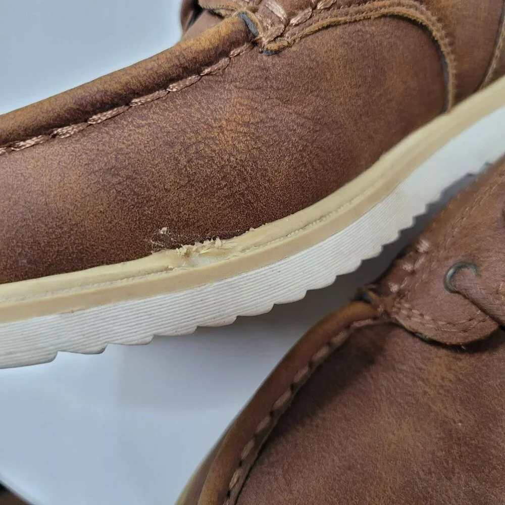 Levis Kids Brown Faux Leather High-Top Boots US 2 EUR 34 UK 1.5 With Synthetic U